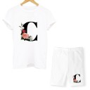 Dames letter T-shirt en short 4