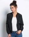 Dames lichte bomberjas voor de lente en herfst Ritsluiting en ribgebreide kraag Zak op de mouw Ribgebreide manchetten en onderrand Polyester 7