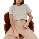 Dames los T-shirt met korte mouwen, eenvoudig topje met ronde hals, modieuze casual pasvorm, comfortabel T-shirt voor dagelijks gebruik 15