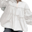 Dames losse blouse met lange mouwen Elegante top met opvallende ruches Lichte luchtige snit Katoen Polyester Modieuze 4