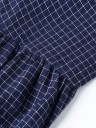 Dames losse blouse met lange mouwen Fijn geruit patroon Ronde hals Plooien aan de zijkanten Afgeronde onderrand 100% katoen 11