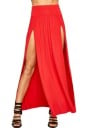 Dames maxi rok met twee hoge splits aan de voorkant Brede gladde tailleband Vloeiende snit van lichte polyester Lange zomerrok 4