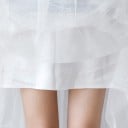 Dames midi rok met een lichtblauwe denim bovenkant en witte tule Hoge taille met knopen en zakken Ondervoering Denim en polyester 6