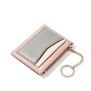 Dames mini portemonnee voor kaarten en sleutels met ritsvak Ketting met ring voor sleutels Contrasterende uitvoering van kunstleer 11,5 x 9,5 x 1,3 4