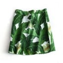 Dames mini rok met hoge taille A-lijn snit Kleurrijke tropische print van bladeren en planten Lichte voering Mengsel van katoen en polyester 1