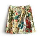 Dames mini rok met hoge taille A-lijn snit Kleurrijke tropische print van bladeren en planten Lichte voering Mengsel van katoen en polyester 5