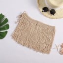 Dames mini rok met lange franjes Gehaakte tailleband met strik aan de zijkant Polyester Lichte zomer rok over zwemkleding Universele maat 1