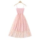 Dames netjurk met schouderbanden, madeliefjes en elastische top met gelaagde rok voor de zomer, universele maat 8