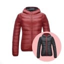 Dames omkeerbare gewatteerde jas met capuchon Donsvulling Ritsluiting Lange mouwen Bovenmateriaal polyester 6