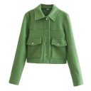 Dames overgangsjas met drukknopen Stijlvolle jas tot de taille met kraag Elegante mantel met zakken Lente- en herfstblazer 8