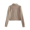 Dames overgangsjas met drukknopen Stijlvolle jas tot de taille met kraag Elegante mantel met zakken Lente- en herfstblazer 2