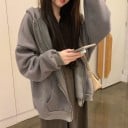 Dames oversize hoodie met volledige ritssluiting Lange mouwen met ribgebreide manchetten Zakken aan de zijkanten van de ritssluiting 1