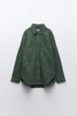 Dames oversize shirtjack van katoen denim Grote opgestikte zakken Verborgen sluiting Verlaagde schouders Afgeronde onderrand 2