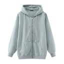 Dames oversized hoodie met rits en capuchon Losse pasvorm met verlaagde schouders Kangoeroezak Ribgebreide manchetten en zoom Polyester met katoen 10