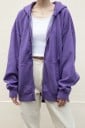 Dames oversized hoodie met rits en capuchon Losse pasvorm met verlaagde schouders Kangoeroezak Ribgebreide manchetten en zoom Polyester met katoen 11