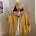 Dames oversized hoodie met rits en capuchon Vrije pasvorm Verlaagde schouders Lange mouwen Kangoeroezakken Koord in de capuchon Polyester 5