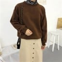 Dames oversized sweater zonder capuchon met ronde hals Verlaagde schouders Lange mouwen met ribgebreide manchetten Katoen en polyester 5