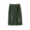 Dames pencil skirt van kunstleer en polyester Midden split Sluiting met metalen rits Horizontale scheidingnaad Glanzend oppervlak 2