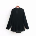 Dames plissé blouse met lange voluminieuze mouw Staander Knoopsluiting Klassieke ruime pasvorm Aangenaam materiaal polyamide 3