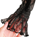 Dames poldoorzichtige kanten blouse Universele maat Col Rond de hals Lange mouwen Rimpeling Gepunte patroon 3