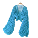 Dames polopr transparante blouse Universele maat V-hals Lange mouwen Rimpeling Elastiek in de taille Elegant 7