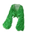 Dames polopr transparante blouse Universele maat V-hals Lange mouwen Rimpeling Elastiek in de taille Elegant 13