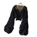 Dames polopr transparante blouse Universele maat V-hals Lange mouwen Rimpeling Elastiek in de taille Elegant 5