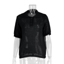 Dames poloshirt met korte mouwen Effen uitvoering V-hals met kraag en knopen Katoen met polyester 8