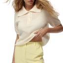 Dames poloshirt met korte mouwen Effen uitvoering V-hals met kraag en knopen Katoen met polyester 7