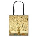 Dames polyester tas met full-color print van kunstschilderkunst in art nouveau stijl Zwarte hengsels van 30 cm lang Vlakke vorm 33,5 x 34,5 cm 3