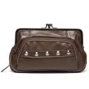 Dames portemonnee van echt leer met sluiting met balletjes Voorzak met rits en metalen studs Ronde vorm 19 x 11 cm 3