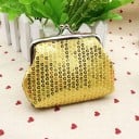 Dames portemonnee voor munten met pailletten en metalen frame sluiting Kleine glanzende muntenhouder van polyester met voering Lichtgewicht 8