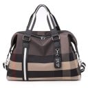 Dames reistas met geruit patroon 48 x 33 x 20 cm Van polyester oxford stof Gestreepte handvatten Lange schouderriem 3