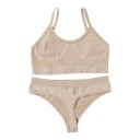 Dames ribbel set ondergoed bralette beha zonder beugels met elastische onderrand en string met brede taille 10
