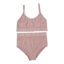 Dames ribbelset ondergoed hoge taille slip en bralette beha zonder beugels met elastische onderrand 6