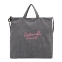 Dames ribfluwelen schoudertas en handtas 39 x 37 x 4 cm Twee korte handvatten Lange schouderband Decoratief handgeschreven opschrift Ruime 3