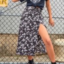Dames rok met hoge taille en split 7