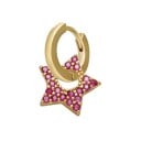 Dames ronde oorbel met een hanger in de vorm van een hart of ster Hanger bezet met zirkonia's Sieraden van bi-metaal Mode sieraden Verpakking 1 20
