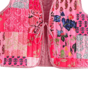 Dames roze-rode vest met patronen en V-hals Stijlvol vest met strikband Licht elegant vest van polyester voor moderne outfit 5