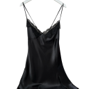 Dames satijnen nachthemd met kant Elegante effen nachthemd met V-hals Luxe nachtkleding van lichte polyester Verschillende kleuren 5