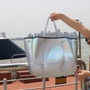 Dames schoudertas 38 x 30 x 14 cm Grote geperforeerde shopper tas Zacht en flexibel Koordhandvatten door tunnels geregen 6