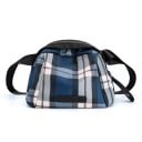 Dames schoudertas met geruit patroon Ronde vorm met rits Zwarte brede schouderband Nylon met polyester Afmetingen 24 x 17 x 14 cm 2