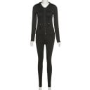 Dames set hoodie met rits en leggings Strakke pasvorm Lange mouwen Verstelbare koordjes Elastisch polyester met spandex 1