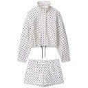 Dames set jas en shorts met stippen met een staander en trekkoorden van polyester vrijetijdskleding voor de zomer in de stad 1