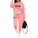 Dames set joggingsbroek, hoodie met capuchon en print Milano, polyester 8