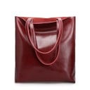 Dames shopper handtas van echt leer met glanzend oppervlak Hoge vorm met twee lange hengsels Ruime binnenkant 32 x 36 x 6 cm 2