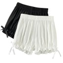 Dames Shorts Met Elastische Taille Met Strikje Gerimpeld Effen Polyester Polyamide Licht Zomer Comfortabele Elegante Snit 3