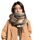 Dames Sjaal Geruite Acryl Sjaal met Franje Eenvoudig, Zacht Modeaccessoire voor Herfst en Winter Stijlvolle Comfortabele Sjaal voor Dagelijks Elegante Dracht 2