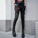 Dames slim broek met rits, zwart 1