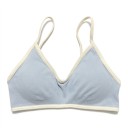 Dames sportbh met V-hals en contrasterende bies met dunne bandjes en fijn geribde stof voor yoga en fitness 10